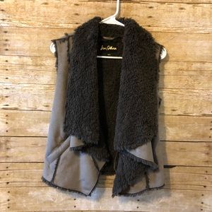 Sam Edelman faux fur suede vest gray xsmall